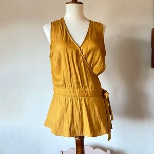 Banana Republic Golden Yellow Sleeveless Wrap Top Sz S Tall